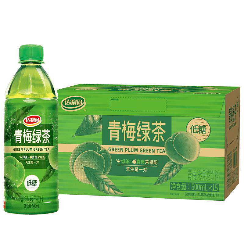 达利园低糖青梅绿茶500mlx15瓶夏天野餐聚餐饮料整箱