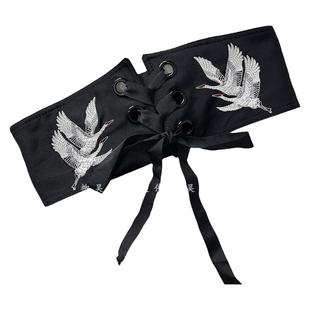 仙鹤腰带女宽布料装饰连衣裙子西装收腰外搭汉服古风绑带腰封束腰