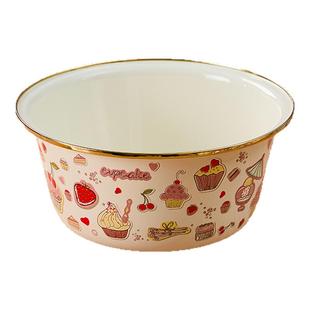 搪瓷盆带盖和面盆家用揉面盆老式搪瓷盆食品级加厚高端洗菜盆瓷盆