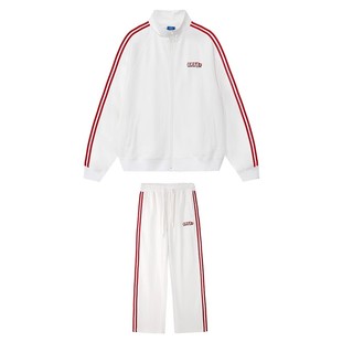 ER条纹撞色开衫卫衣套装潮牌美式运动服校园风情侣装【明星同款】