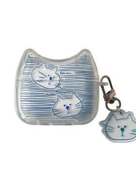 蓝条纹猫咪airpods4保护套