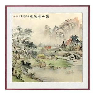 新中式玄关过道装饰画客厅餐厅挂画斗方壁画山水风景国画靠山图