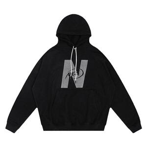 NICEID 美式运动卫衣连帽保暖薄绒款男潮流休闲宽松学院情侣长袖