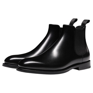 Truffaut德国万哈梅小牛皮切尔西靴男固特异手工真皮短靴冬季皮鞋