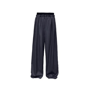 JCAESAR PANTS 螺纹腰拼接条纹打褶长裤 条纹抗皱 合体微阔