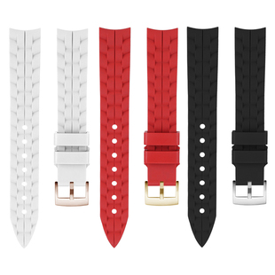 适配萧邦快乐钻石氟橡胶手表带女士运动FKM弧形快拆腕带15mm 18mm