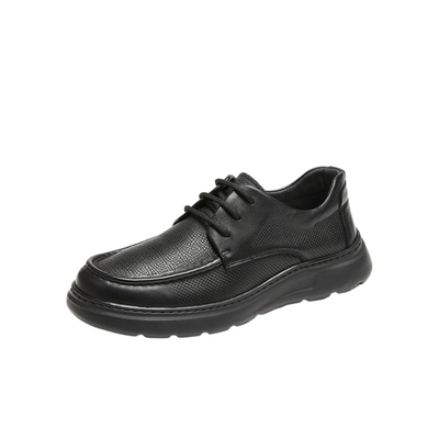 森达男夏新透气厚底镂空牛皮鞋