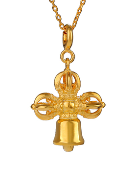 S925银藏式十字金刚铃杵吊坠