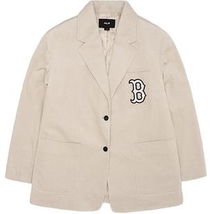 MLB官方 男女情侣灯芯绒棉夹克休闲运动西装外套冬季新款PDEC1