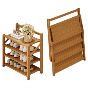 鞋架多层家用门口小窄折叠免安装出租房用置物架楼道简易防尘鞋柜