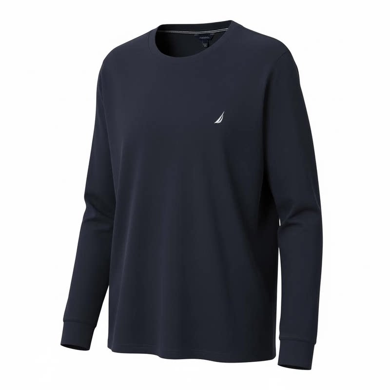 【全棉磨毛柔软】NAUTICA诺帝卡男装春季透气休闲简约长袖T恤