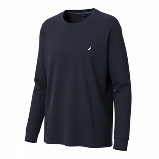 【全棉磨毛柔软】NAUTICA/诺帝卡男装25秋冬透气休闲简约长袖T恤