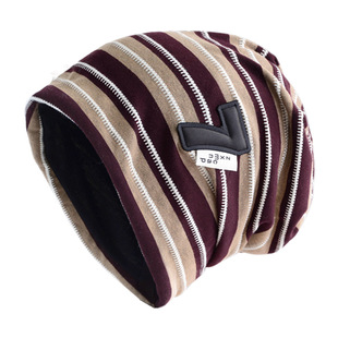 亲子慵懒风条纹儿童堆堆帽男孩春夏季女宝宝包头帽子显脸小冷帽