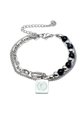 CRIVLA人像吊牌珍珠双层手链女潮小众设计感百搭2025新款钛钢手环