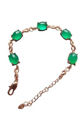 冰种玉髓925银镶嵌可调节首饰品