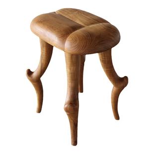 明院手工木器原创设计师 柚木凳 艺术家具凳子 异形家具 高脚萌