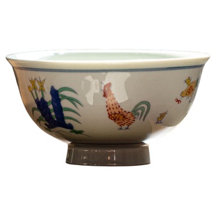 仿古大明成化制斗彩鸡缸杯饭碗家用吃饭陶瓷碗餐具公鸡碗送礼礼品