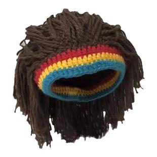 脏辨帽子创意演出搞怪假发帽春秋季搞笑手工编织嘻哈潮流风毛线帽