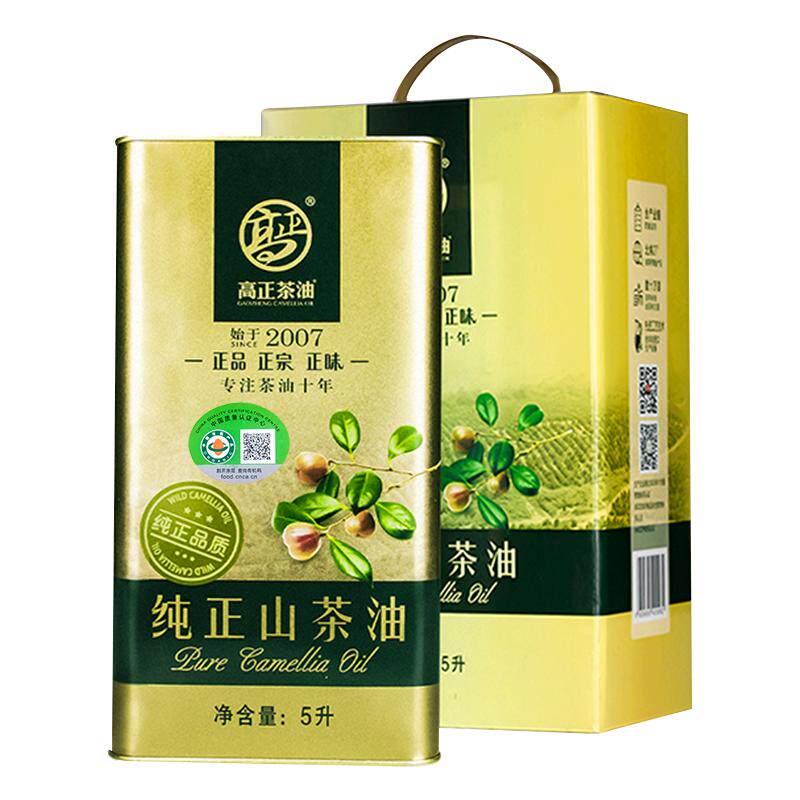 高正有机山茶油5L压榨一级礼盒装江西食用茶籽油纯正冷榨茶油孕妇