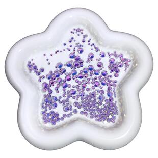 新款平底圆形银底美甲钻饰雾中青莲混合玻璃水钻指甲贴小圆钻爆闪