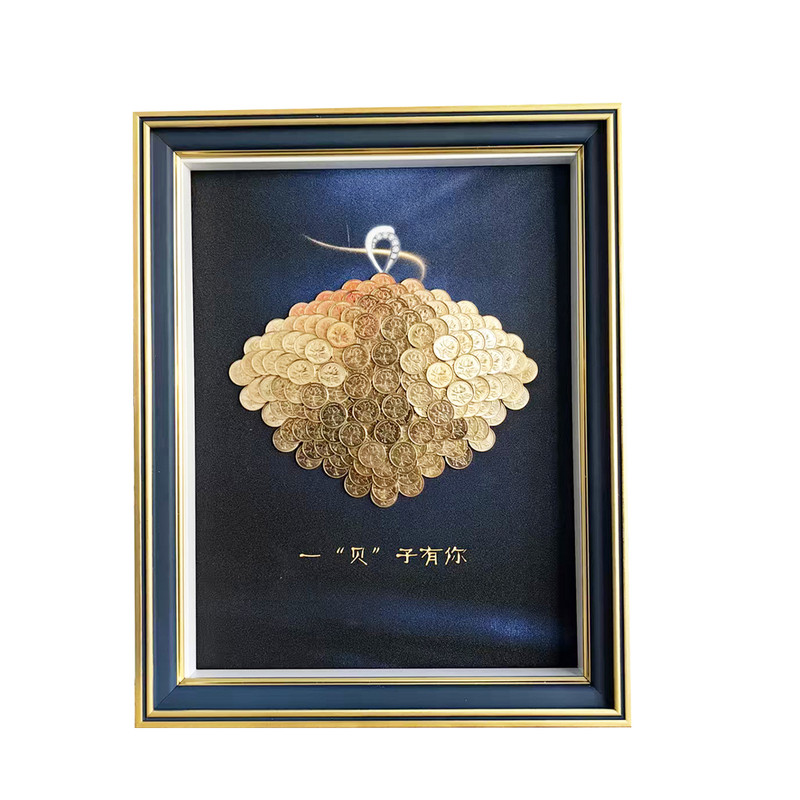 五毛钱发财树硬币diy相框手工相框/画框