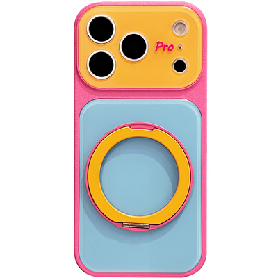 适用苹果18promax手机壳女18pro新款17pro多巴胺撞色iphone16pro一体磁吸支架15pro镜头全包防摔带散热蜂窝孔