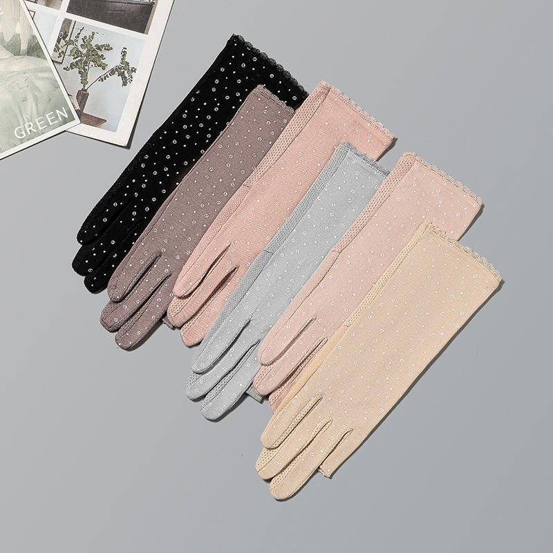 防晒手套女士7518中长手套防指透气防滑屏紫外线触夏季半露采茶指