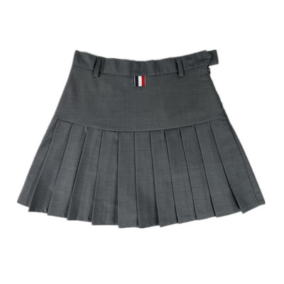 现货百褶裙高腰西装料