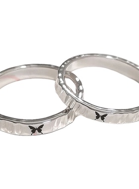 情侣戒指999纯银手工diy定制刻字闭口小众设计蝴蝶高级感对戒足银