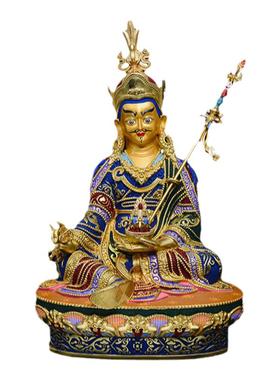 莲花生大士铜彩绘摆件