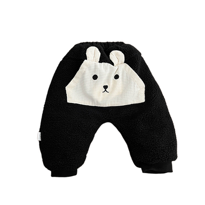 男宝宝冬季可爱卡通加绒哈伦裤子