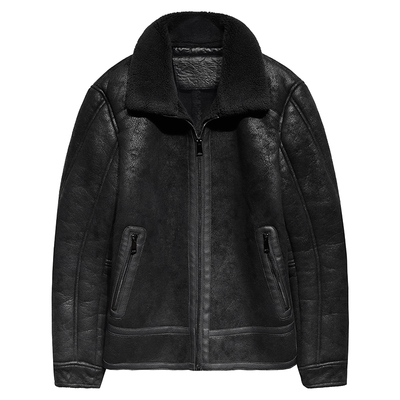 冬季保暖休闲加绒皮毛一体男皮衣