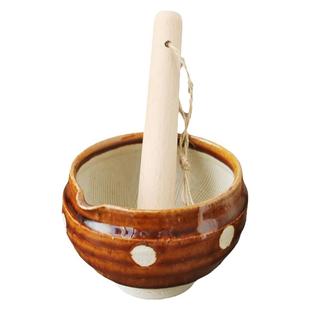 日本原装进口 美浓烧釉下彩水玉研磨捣蒜碗 日式陶瓷和风器皿