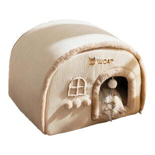 25年新款猫窝秋冬保暖半封闭狗窝大空间猫屋小型犬可拆洗宠物窝