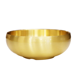 韩式大号实心碗铜饭碗家居装饰摆件大中小号铜碗铜筷子铜勺三件套