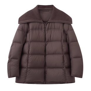 艾诺丝国内代购2025秋冬保暖御寒针织大翻领羽绒服女外套AR004005