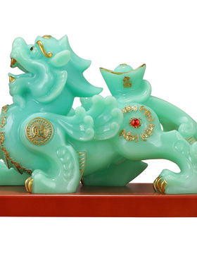 玉石一对霸王皮丘纳福貔貅摆件