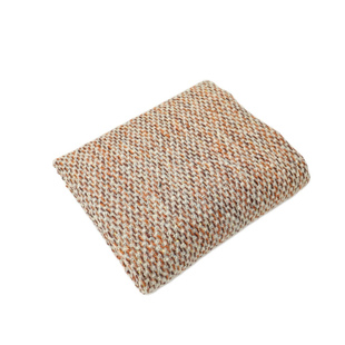 进口 棕橘色混色彩点羊毛小香风编织粗花呢面料套装半裙大衣布料