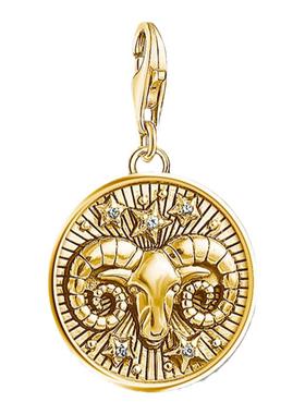 托马斯萨博黄金色星座锆石吊坠