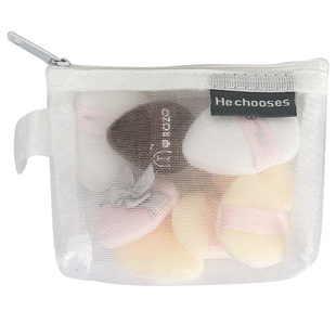 粉扑收纳包口红湿美妆蛋毛吉吉迷你化妆包整理美妆工具便携网纱袋