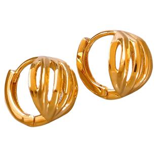 古里雅金色镂空圆形耳钉女2026新款爆款高级感气质大气耳环耳饰品
