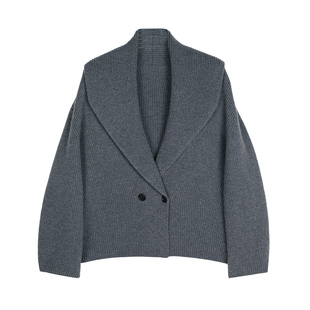 MRS Studios 美利奴羊毛双元宝针加厚百搭宽松大开衫/H型针织半裙