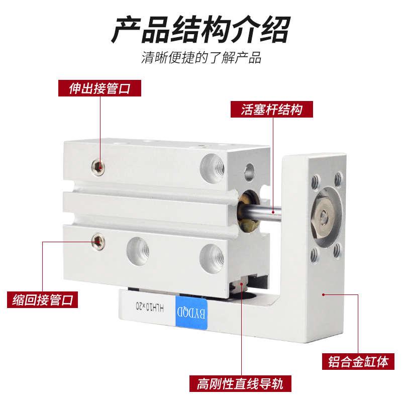 HLH精密导轨滑台气缸侧轨型MXH6/10/16/20X5-10*15*25*30*40-S