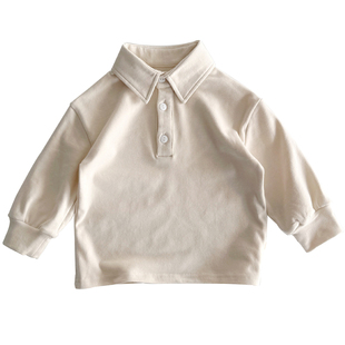 新款儿童衬衫纯棉翻领POLO衫男女童纯色加厚T恤学院80-160打底衫