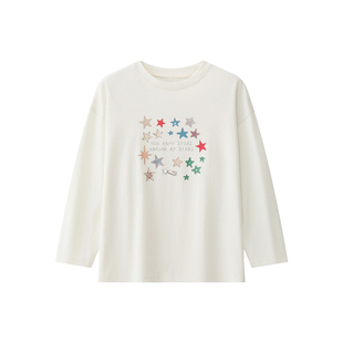 虾酱麻麻男童纯棉长袖t恤春秋装2026新款上衣白色洋气儿童打底衫