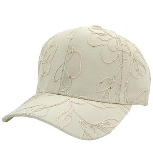 2025新款春夏刺绣花棒球帽子女硬顶亮片遮阳时尚百搭显脸小鸭舌帽