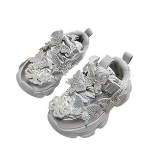 女童秋冬皮面老爹鞋女孩儿童跑步鞋运动鞋2025年新款今年流行爆款