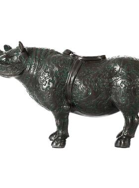 黄铜犀牛尊摆件仿古青铜器礼品
