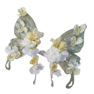 花朵绢花发夹大蝴蝶后压超仙扑棱蛾子流苏百搭古风汉服头饰配饰