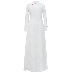 高端奥黛旗袍改良秋冬季新款禅茶服新中式国风高级感气质长连衣裙